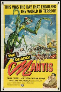 1f0976 DEADLY MANTIS 1sh 1957 classic art of giant insect by Washington Monument by Ken Sawyer!