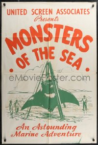 1f0978 DEVIL MONSTER 1sh R1930s Monsters of the Sea, cool artwork of giant manta ray!