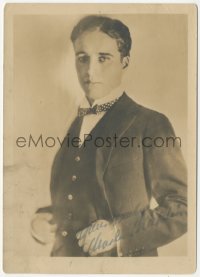 1f0429 CHARLIE CHAPLIN deluxe 5x7 fan photo 1910s portrait of the Hollywood legend wearing bow tie!