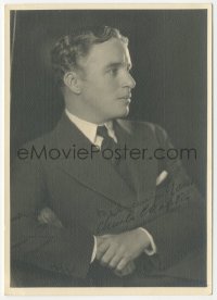 1f0430 CHARLIE CHAPLIN deluxe 5x7 fan photo 1936 great semi-profile portrait wearing suit & tie!