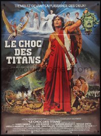 1f1271 CLASH OF THE TITANS French 1p 1981 Ray Harryhausen, different Jean Mascii fantasy art!