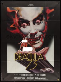 1f1282 DRACULA A.D. 1972 French 1p 1973 different Landi art of Christopher Lee & sexy naked ladies!