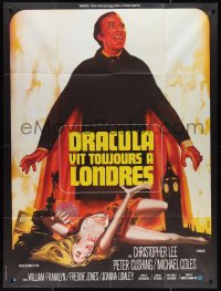 1f1330 SATANIC RITES OF DRACULA French 1p 1974 different Landi art of vampire Christopher Lee & girl!
