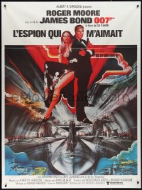1f1340 SPY WHO LOVED ME French 1p 1977 Bob Peak art of Roger Moore as James Bond & Caroline Munro!