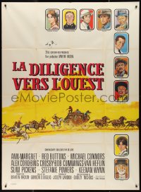 1f1341 STAGECOACH French 1p 1966 great Tealdi cast portrait & stagecoach art like Norman Rockwell!