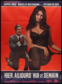 1f1352 YESTERDAY, TODAY & TOMORROW French 1p 1964 sexy Sophia Loren, Marcello Mastroianni, De Sica