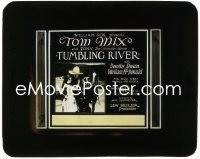 1f2184 TUMBLING RIVER glass slide 1927 great image of Tom Mix & Tony, The Old West in all its glory!