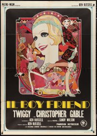 1f2063 BOY FRIEND Italian 1p 1972 cool art of sexy Twiggy by Dick Ellescas, directed by Ken Russell!