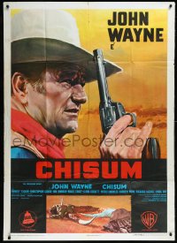 1f2065 CHISUM Italian 1p 1970 great profile close up art of big John Wayne with gun by Enzo Nistri!