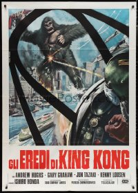 1f1375 DESTROY ALL MONSTERS Italian 1p R1977 different art of King Kong seen from airplane cockpit!
