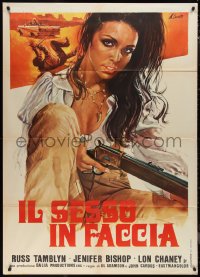 1f1380 FEMALE BUNCH Italian 1p 1976 best different Crovato art of sexy bad girl with rifle!