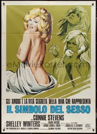 1f1428 SEX SYMBOL Italian 1p 1974 different art of sexy half-naked Connie Stevens in bed & drunk!