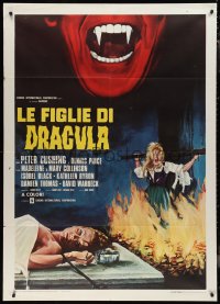 1f1442 TWINS OF EVIL Italian 1p 1972 different Enzo Nistri art of tortured girls & vampire fangs!