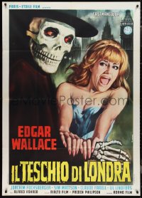 1f2101 ZOMBIE WALKS Italian 1p 1969 Edgar Wallace, Casaro art of skeleton guy & sexy girl in London!