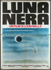 1f1475 BLACK MOON Italian 2p 1976 Louis Malle, Therese Giehse, cool surreal artwork!