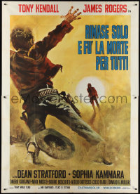 1f2103 BROTHER OUTLAW Italian 2p 1971 cool spaghetti western art of man shot in duel!