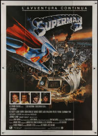 1f1596 SUPERMAN II Italian 2p 1981 Christopher Reeve, Terence Stamp, cool art by Daniel Goozee!