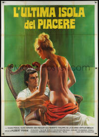 1f1609 TRIANGLE OF VENUS Italian 2p 1981 Napoli art of sexy naked Olivia Pascal sitting on man!