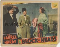 1f0560 BLOCK-HEADS LC 1938 Oliver Hardy tells Stan Laurel to hide from his wife Patricia Ellis!