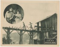 1f0573 CATCH MY SMOKE LC 1922 two images of Tom Mix, c/u with Lillian Rich & escaping sawmill!
