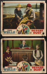 1f0843 DESERT DUST 2 LCs 1927 early William Wyler cowboy western, Ted Wells, ultra rare!