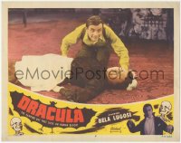 1f0442 DRACULA LC #6 R1951 Tod Browning, c/u of crazed Dwight Frye kneeling over unconscious maid!