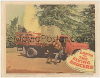 1f0592 EARTH VS. THE FLYING SAUCERS LC 1956 Hugh Marlowe & Joan Taylor fleeing truck, classic!