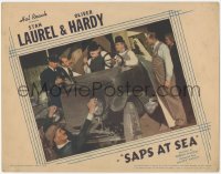 1f0696 SAPS AT SEA LC 1940 oblivious Stan Laurel & Oliver Hardy in car running guy over, ultra rare!