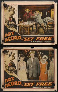 1f0858 SET FREE 2 LCs 1927 great images of western cowboy Art Acord, great border art, ultra rare!