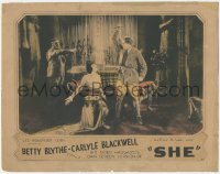 1f0698 SHE LC 1925 Carlyle Blackwell about to stab Betty Blythe, H. Rider Haggard, ultra rare!