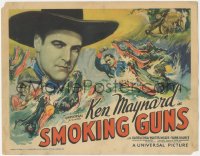 1f0527 SMOKING GUNS TC 1934 great art of cowboy hero Ken Maynard fighting alligators, very rare!