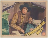 1f0718 THUNDERING WEST LC 1939 Charles Starrett as The Laramie Kid comforts sick Hank Bell!