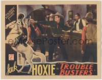 1f0724 TROUBLE BUSTERS LC 1933 cowboys watch tough Jack Hoxie punching guy in bar!