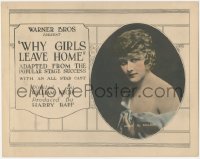 1f0542 WHY GIRLS LEAVE HOME TC 1921 portrait of misbehaving bad girl Anna Q. Nilsson, rare!