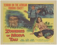 1f0546 ZOMBIES OF MORA TAU TC 1957 terrified Autumn Russell, terror on the African voodoo coast!