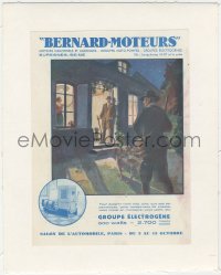 1f0077 BERNARD-MOTEURS linen French magazine ad 1920s Henri Faivre art of hunters with hounds!