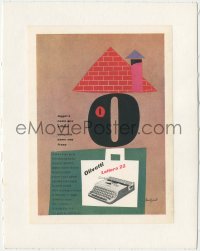 1f0080 OLIVETTI linen Italian magazine ad 1950s cool art of portable typewriter!