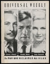 1f0073 UNIVERSAL WEEKLY exhibitor magazine Dec 15, 1934 Claude Rains in Man Who Reclaimed His Head!