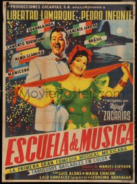 1f1716 ESCUELA DE MUSICA Mexican poster 1955 cool art of Libertad Lamarque and Pedro Infante!