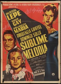 1f1725 SUBLIME MELODIA Mexican poster 1956 Demicheli's Sublime Melody, Moffitt art, ultra rare!