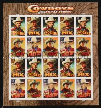 1f0222 COWBOYS OF THE SILVER SCREEN stamp sheet 2009 Tom Mix, Roy Rogers, William S. Hart, Gene Autry