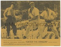 1f0034 ENTER THE DRAGON synopsis sheet 1973 different image of Bruce Lee w/ Jim Kelly & John Saxon!