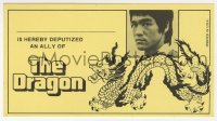 1f0381 ENTER THE DRAGON 3x6 promo card 1973 Bruce Lee classic, the movie that made him a legend!