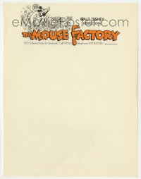 1f0037 MOUSE FACTORY 9x11 letterhead 1972 Walt Disney, great cartoon image of Mickey Mouse!