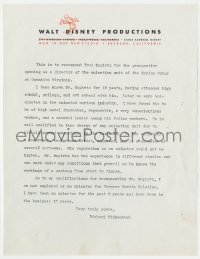 1f0023 WALT DISNEY letter 1960s printed stationery with Mickey Mouse image, from New York!