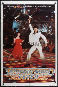 1f1161 SATURDAY NIGHT FEVER teaser 1sh 1977 best image of disco John Travolta & Karen Lynn Gorney!