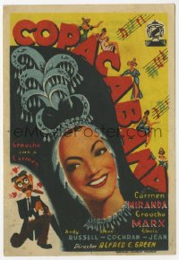 1f0345 COPACABANA Spanish herald 1950 different art of wacky Groucho Marx & sexy Carmen Miranda!