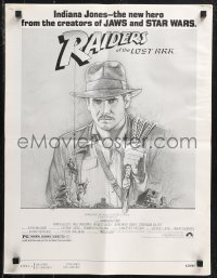 1f0063 RAIDERS OF THE LOST ARK ad slick 1981 great art of adventurer Harrison Ford by Richard Amsel