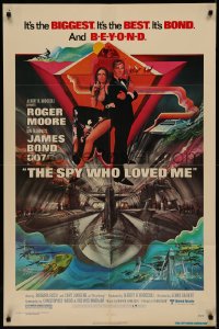 1f1182 SPY WHO LOVED ME 1sh 1977 great art of Roger Moore as James Bond by Bob Peak!