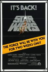 1f1188 STAR WARS NSS style 1sh R1981 George Lucas, The Force Will Be With You For Two Weeks Only!